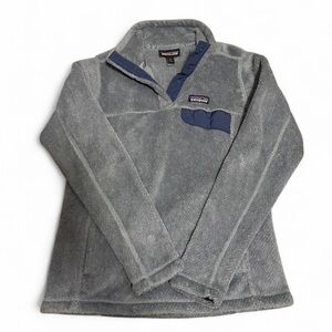 Patagonia Gray Fleece Snap Pullover with Navy Trim